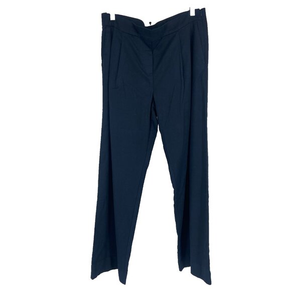 J Jill Women 12 Wide Leg Pants Navy Blue Stretch Waist Minimalist Side Zip NEW - Picture 1 of 11